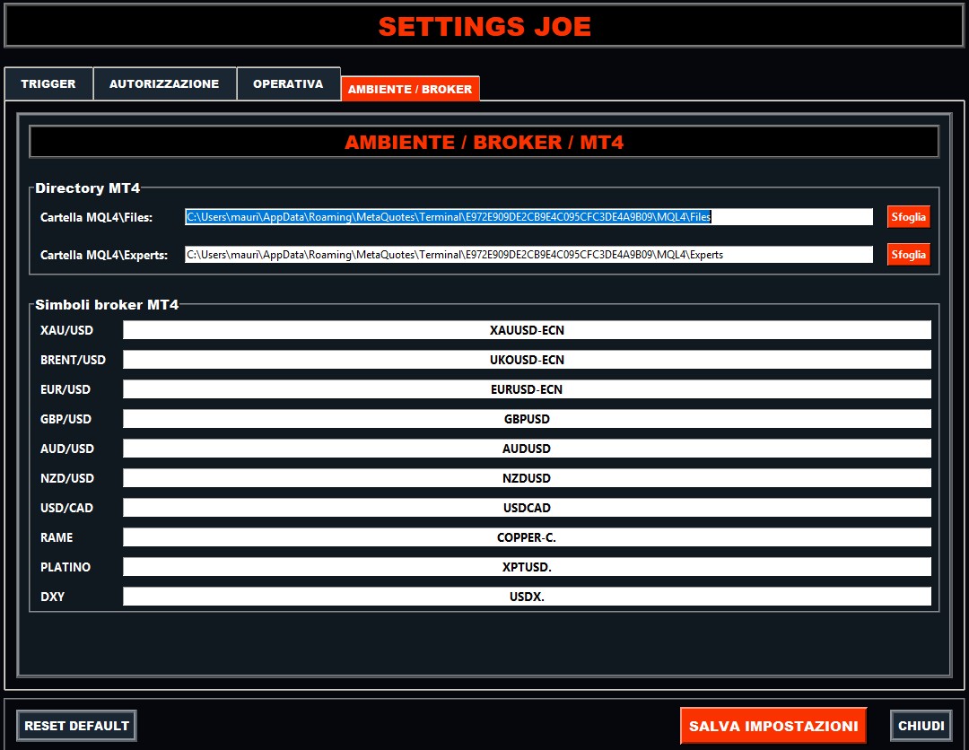 Settings broker